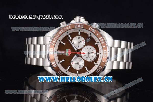 Tag Heuer Formula 1 Miyota Quartz Stainless Steel Case/Bracelet with Brown Dial and Stick Markers - Click Image to Close